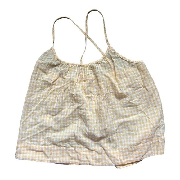Madewell BNWT Criss Cross Sleeveless Shirt Yellow/White Non Smoking Great Cond - Picture 1 of 12